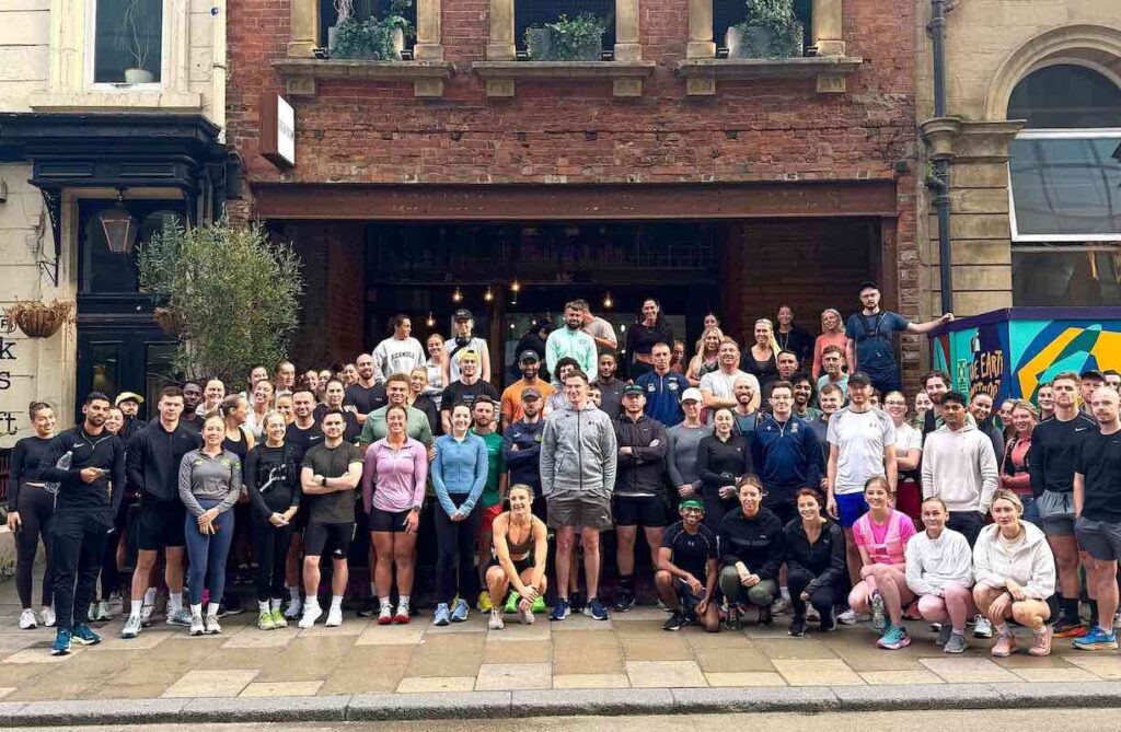 Group of runners lined up for Run Club by Green Room, Leeds