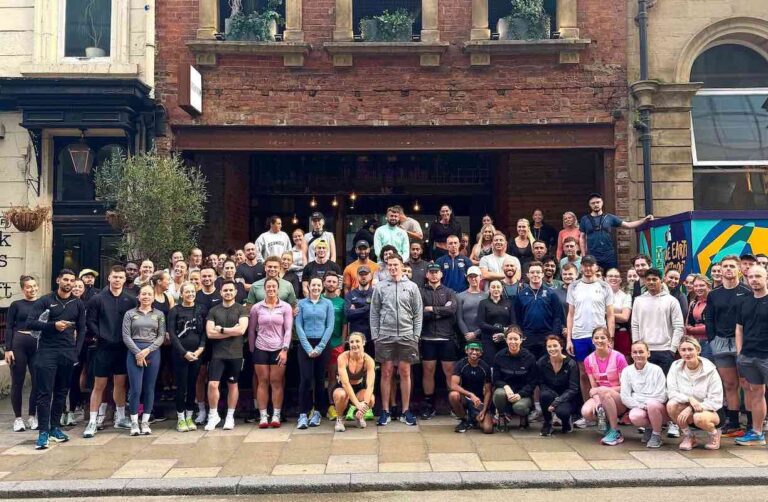Group of runners lined up for Run Club by Green Room, Leeds