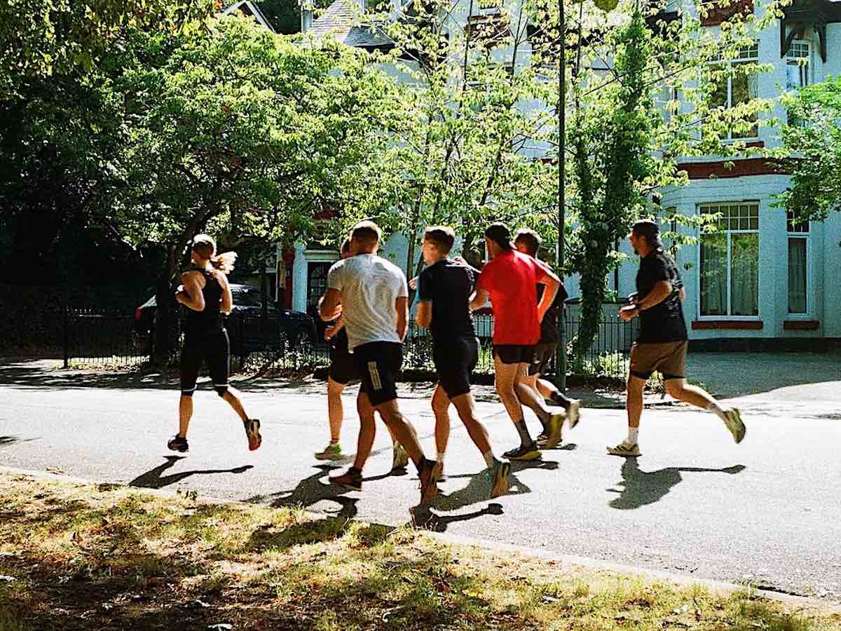 A group of ALTUS runners on Hull's leafy residential streets